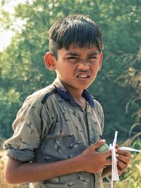 Portrait of boy looking away