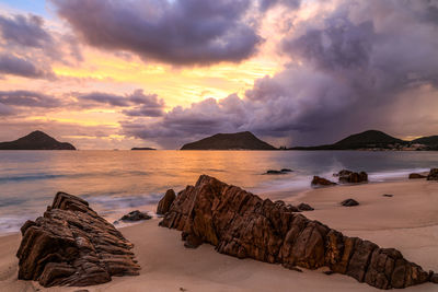 Panoramic view of sea against sky during sunset