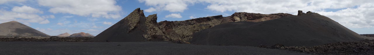 Panoramic view of rock formations against sky