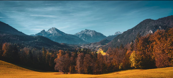 Scenic view of mountains against sky