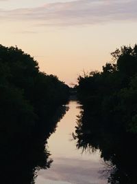 Scenic view of lake against sky at sunset