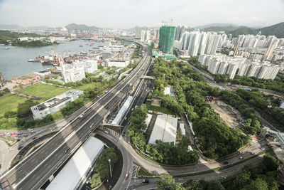 High angle view of city