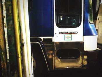 Close-up of train window