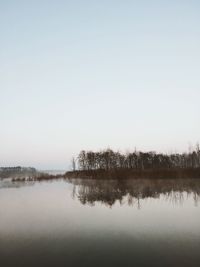 Scenic view of lake against clear sky