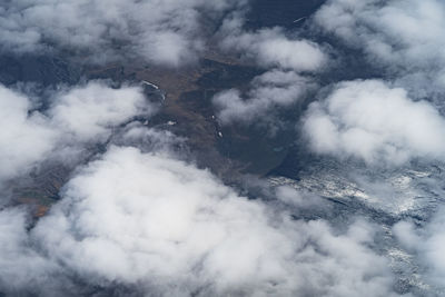 Icelandic highlands aerial above central iceland