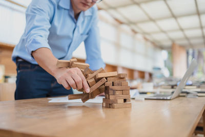 Man working on table