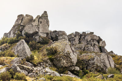 View of rock formation against clear sky