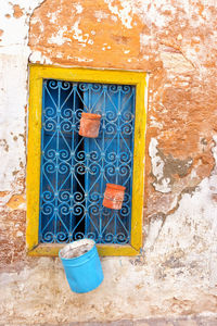 Closed door of building