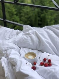 High angle view of breakfast on table
