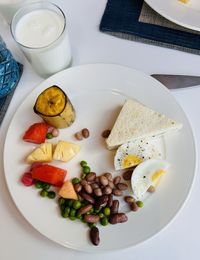 High angle view of food on table