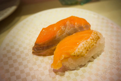 Close-up of sushi on plate