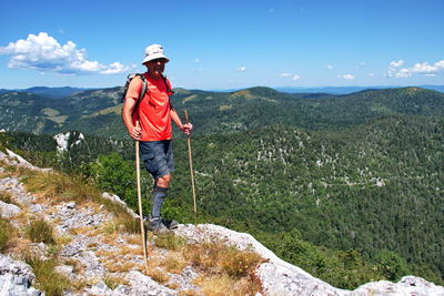 Senior won hiking in velebit mountain, croatia