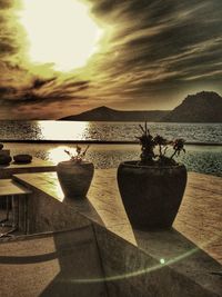 Scenic view of sea during sunset