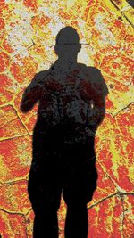 Silhouette of woman in autumn tree