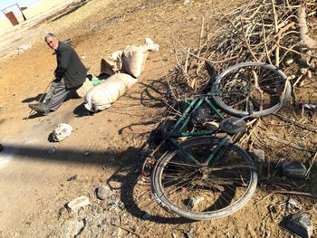 View of bicycle in parking lot
