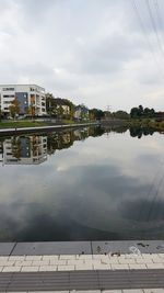 Reflection of cloudy sky in water