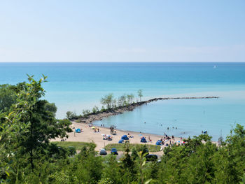 The lake huron shore line in ontario, canada during a warm summer afternoon.  perfect beach weather.