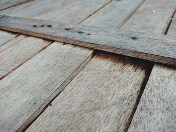 High angle view of wooden plank