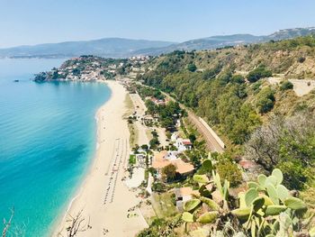 High angle view of beach against sky