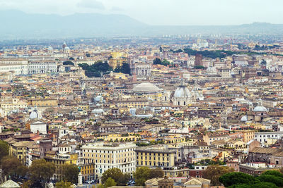 High angle view of buildings in city