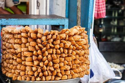 View of bread for sale at market stall