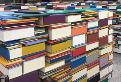Full frame shot of multi colored books