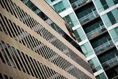 Low angle view of modern buildings in city