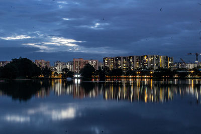 Scenic view of illuminated city against sky at night