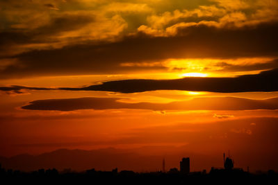 Scenic view of dramatic sky during sunset