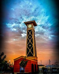 Low angle view of cloudy sky at sunset