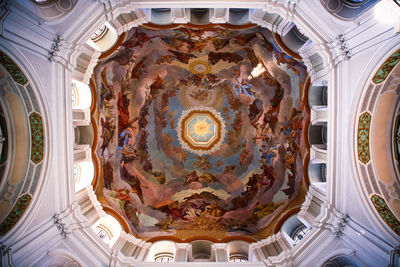 Low angle view of ornate ceiling in building