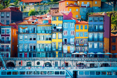 High angle view of multi colored buildings