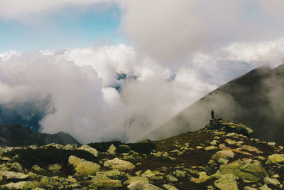 Scenic view of rocky mountains against sky