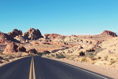Empty road at valley of fire state park