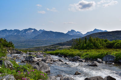 Scenic view of mountains against sky