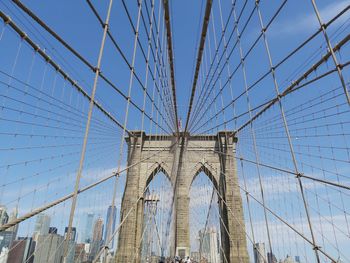 Low angle view of suspension bridge
