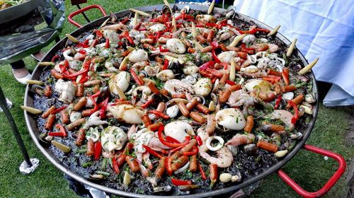 High angle view of food in container