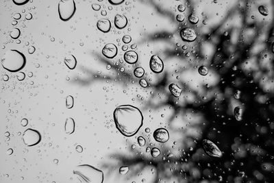 Full frame shot of wet glass window