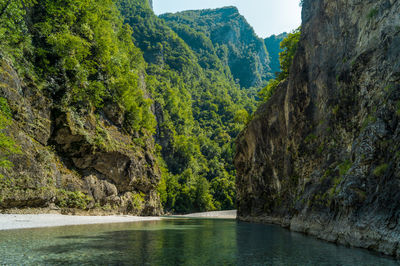 Scenic view of sea and mountains