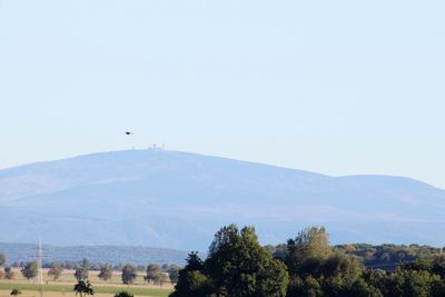 Scenic view of mountains against clear sky