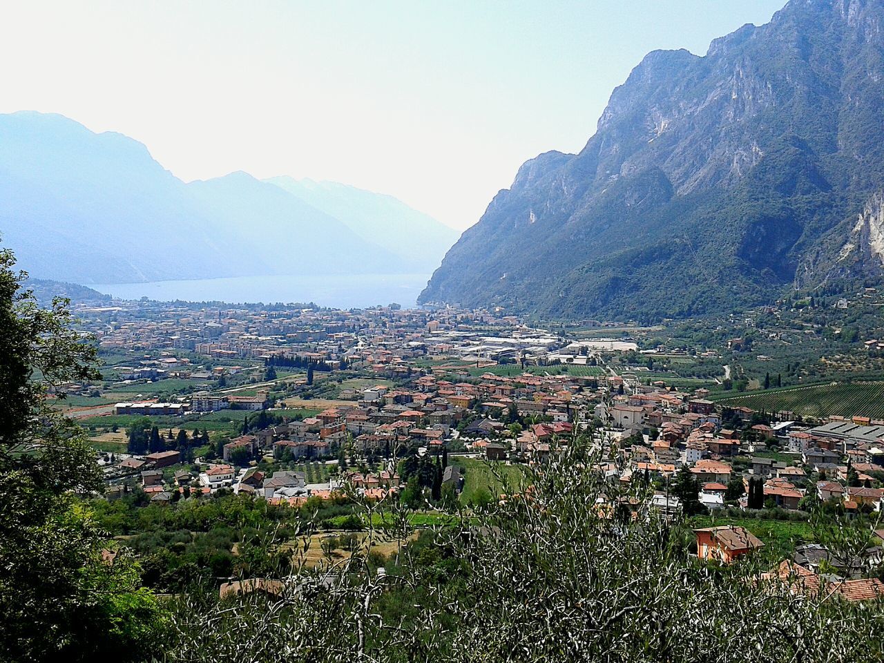 HIGH ANGLE VIEW OF RESIDENTIAL DISTRICT AGAINST SKY