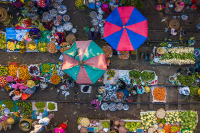 Directly above shot of market