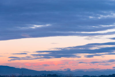 Low angle view of cloudy sky during sunset