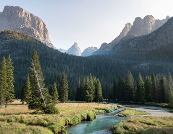 Scenic view of mountains against clear sky