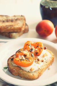 Close-up of breakfast served in plate