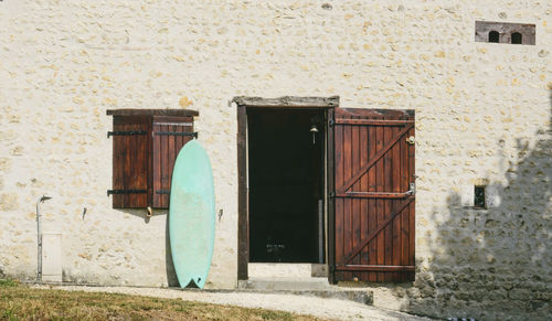 Closed door of building