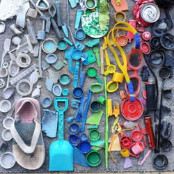 Full frame shot of large pile of plastic and rubbish collected from the beach