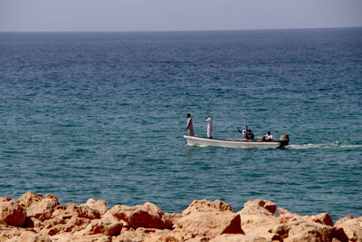 Scenic view of boat in sea