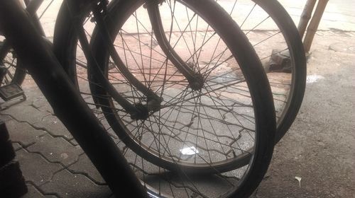 High angle view of bicycle by street