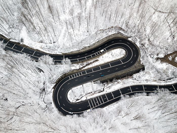 High angle view of road in tunnel